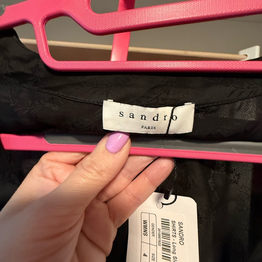 Sandro Elegant Black Blouse with Ruffles NWT Euro 4 - Picture 4 of 8